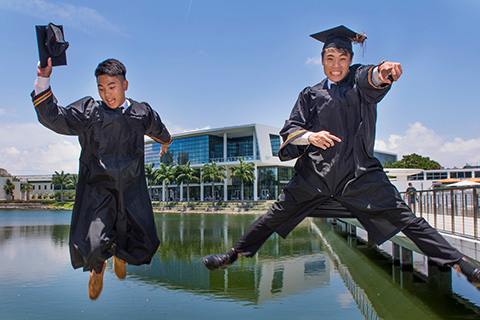 Students celebrating graduation